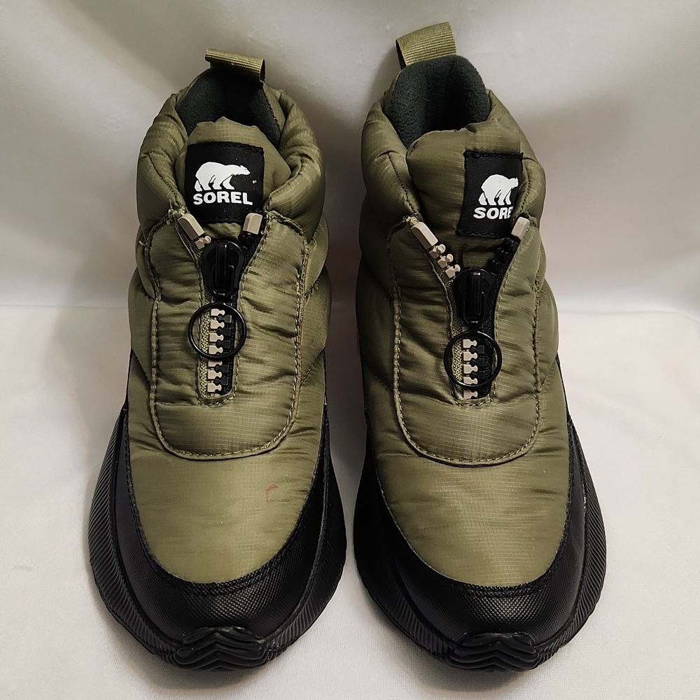 Sorel Out N About Puffy Zip Black Pink Green Winter Boots (W Size 6.5)